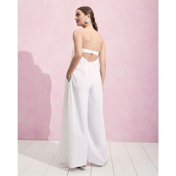 Calypso St. Barth Holly Silk Wide Leg Bride Jumpsuit in White XXL - Picture 2 of 11